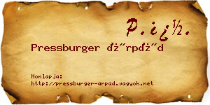 Pressburger Árpád névjegykártya